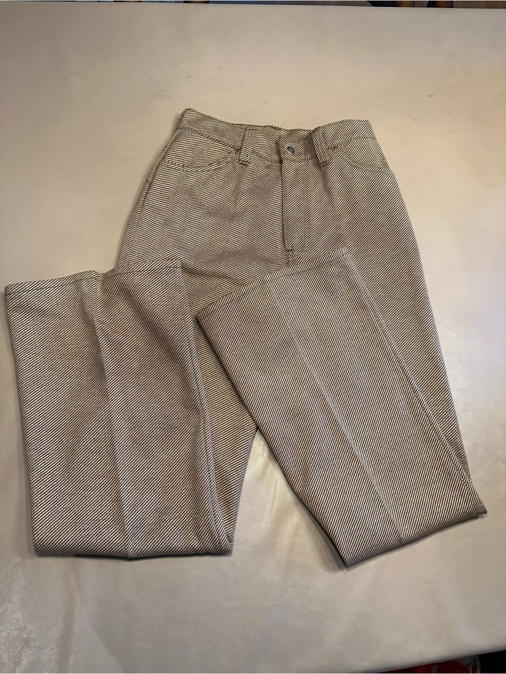 Vintage Levi’s for Gals Brown Micro Stripe High Waist Wide Leg Pants 70s Style S - Picture 2 of 11